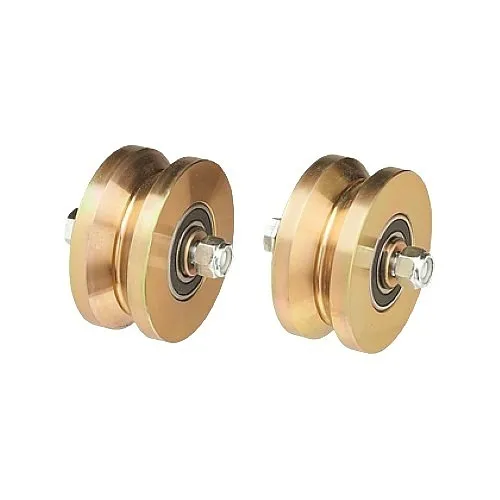 Liftmaster AH107 Gold Zinc Plated Groove Power Wheels with Ball Bearings, 4", Solid Steel