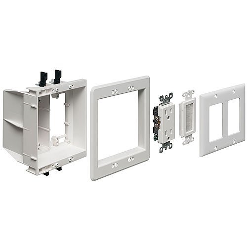 Arlington TVBU505K Two-Gang Recessed TV Box for Power and Low Voltage Kit, White
