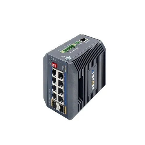 AurCore AIS2002P AIS2000 Series 8x1GE Base-T, 2x1GE SFP, DIN-Rail L2+ Managed Industrial PoE+ Switch, 120W PoE Budge, 20Gbps