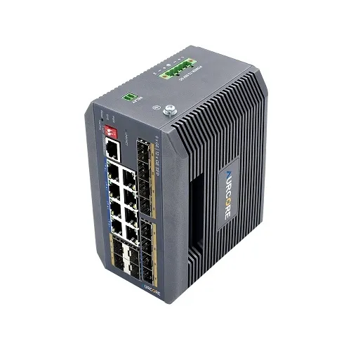 AurCore AIS2004 AIS2000 Series 8x1GE Base-T, 12x1GE SFP, DIN-Rail L2+ Managed Industrial Switch, 40Gbps
