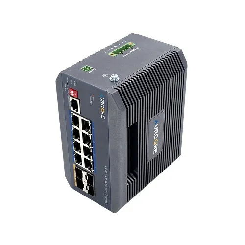 AurCore AIS4001P AIS4000 Series 8x1GE Base-T, 4x10GE SFP+, DIN-Rail L3 Managed Industrial  PoE+ Switch, 240W PoE Budge, 96Gbps