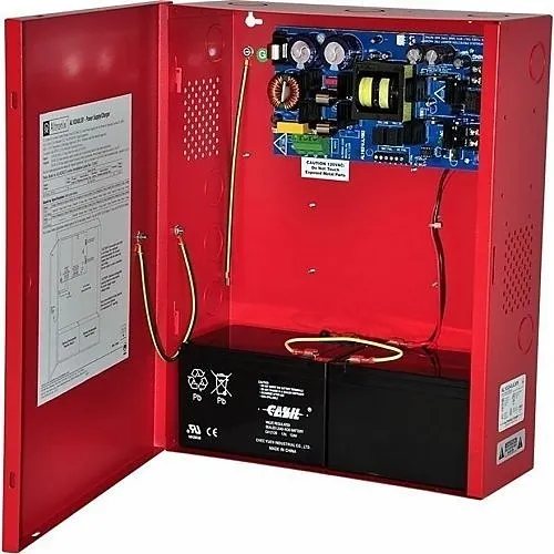 Altronix AL1024XR220 Power Supply Charger, Single Fused Output, 24VDC at 10A, 220VAC, Red BC400 Enclosure