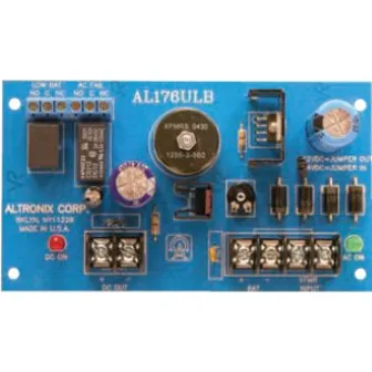 Altronix AL176ULB Access Control Power Supply Charger with Single PTC Class Output, 12/24VDC at 1.75A, FAI, 24VAC, Board