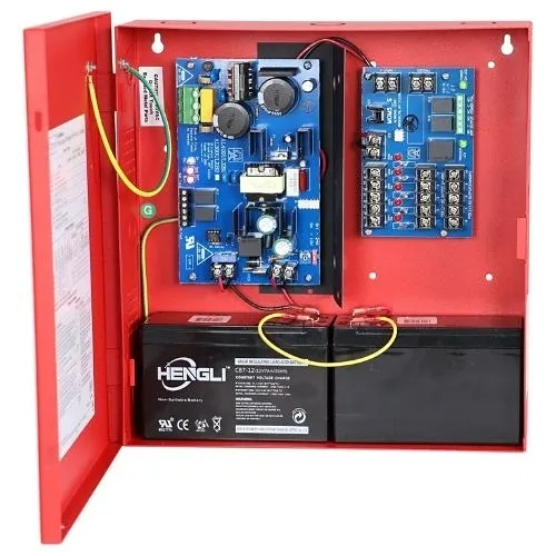 Altronix AL400ULMR Access Power Distribution Module with Power Supply Charger, PTC Class Outputs, 12/24VDC at 4A, FAI, 115VAC, Red BC300 Enclosure