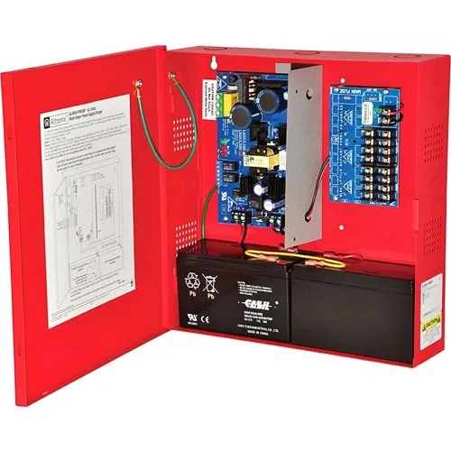 Altronix AL400ULPD8R Power Supply Charger, Fused Outputs, 12/24VDC at 4A, 115VAC, BC300 Enclosure, Red