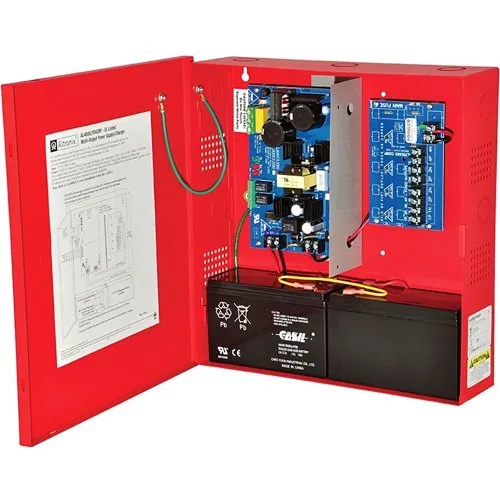 Altronix AL600ULPD4CBR Power Supply Charger, PTC Class Outputs, 12/24VDC at 6A, 115VAC, BC300 Enclosure, Red