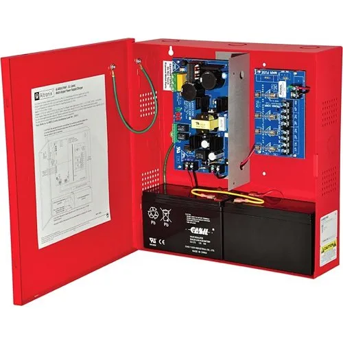 Altronix AL600ULPD4R Power Supply Charger, Fused Outputs, 12/24VDC at 6A, 115VAC, BC300 Enclosure, Red
