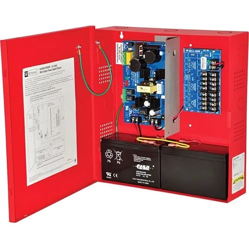 Altronix AL600ULPD8CBR Power Supply Charger, PTC Class Outputs, 12/24VDC at 6A, 115VAC, BC300 Enclosure, Red