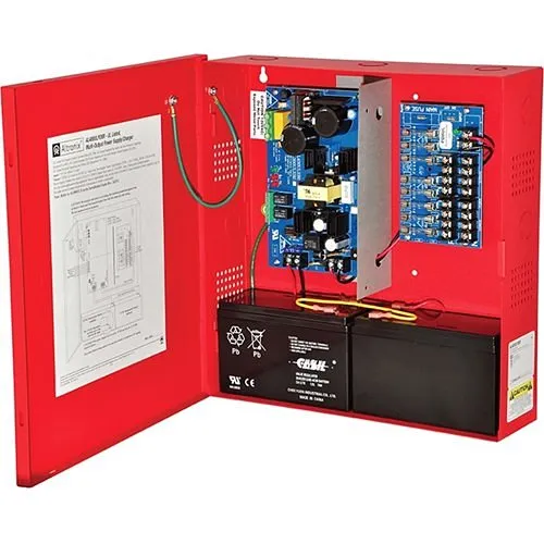 Altronix 8 Fused Outputs Power Supply / Charger. 12/24vdc @ 6a. Red Enclosure & Transformer