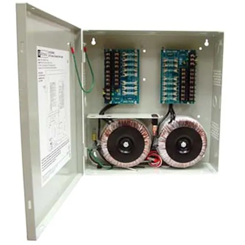 Altronix ALTV2416600UL3 CCTV Power Supply with 3-Wire Line Cord, 16-Fused Outputs, 24/28V AC at25A, 115V AC, BC300 Enclosure