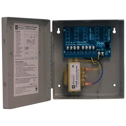 Altronix ALTV244CB CCTV Power Supply, PTC Outputs, 24/28VAC at 4A, 115VAC, BC100 Enclosure