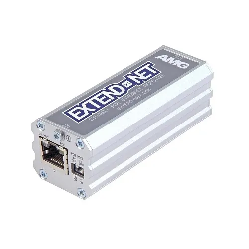 AMG Systems AMG140A-1GR Advanced Model, Industrial 1-Channel PoE Ethernet Repeater, Link Fault Pass-Through and 250M Extended Distance Functions, DIN Rail / Wall Mount