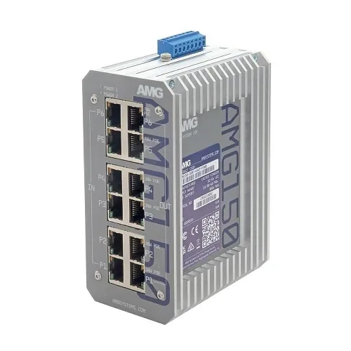 AMG Systems AMG150-2GBT-4GAT-P300 Industrial 6-Port PoE Injector, DIN Rail / Wall Mount