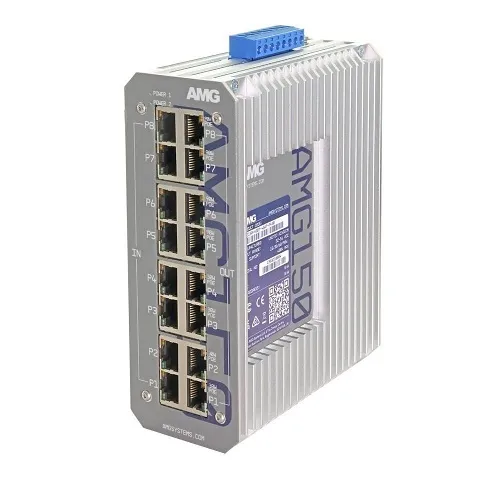 AMG Systems AMG150-4GBT-4GAT-P480 Industrial 8-Port PoE Injector, DIN Rail / Wall Mount