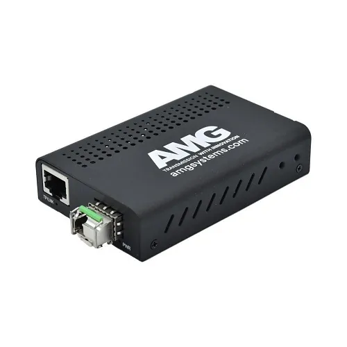 AMG Systems AMG210M-1G-1SM1B 210M Series Mini Ethernet Media Converter, 1-Port 10/100/1000BaseT(x) RJ45, 1-Port 1000BaseFx Multimode, 1-Fiber, 1550nm, LC Connector, 1Km