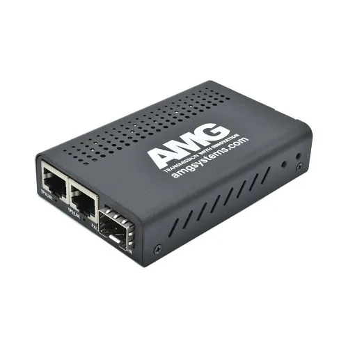 AMG Systems AMG210M-2G-1S 2+1 Commercial Multirate Media Converter, 2-Port 10/100/1000Base-T(x) RJ45, 1-Port 100/1000Base-Fx SFP, Mini