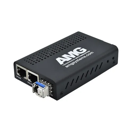AMG Systems AMG210M-2G-1SM1A 2+1 Commercial Media Converter, 2-Port 10/100/1000Base-T(x) RJ45, 1-Port 1000Base-Fx, Multimode, 1-Fiber, 1310nm, A-Side, LC Connector