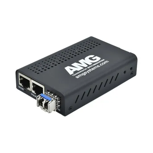 AMG Systems AMG210M-2G-1SM2 2+1 Commercial Media Converter, 2-Port 10/100/1000Base-T(x) RJ45, 1-Port 1000Base-Fx, Multimode, 2-Fiber, 850nm, LC Connectors