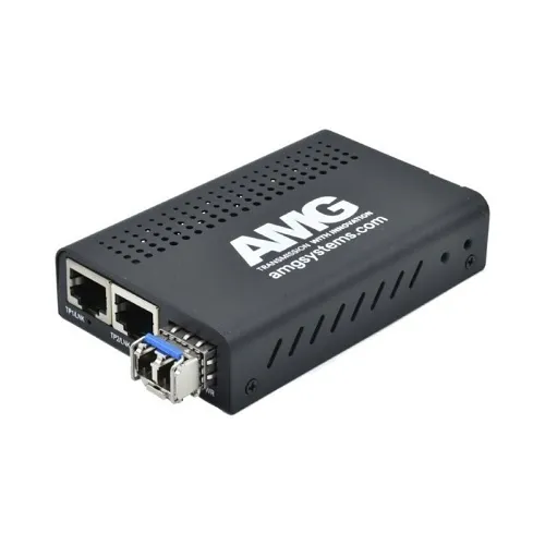 AMG Systems AMG210M-2G-1SS2 2+1 Commercial Media Converter, 2-Port 10/100/1000Base-T(x) RJ45, 1-Port 1000Base-Fx, Singlemode, 2-Fiber, 1310nm, LC Connectors