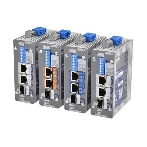 AMG Systems AMG260-2GAT-1S-P60 AMG260 Series 2+1 Port Industrial PoE Media Converter, DIP-Switch Functions, 2 x 48-56VDC Power Inputs, Fault Relay