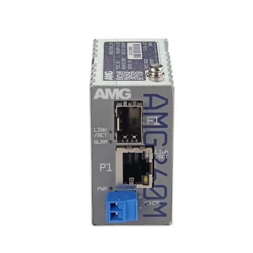 AMG Systems AMG260M-1F-1S AMG260M Series Industrial Mini Media Converter, 1 x 10/100Base-T(x) RJ45 Port, 1 x 100/1000Base-FX SFP Port, 12-56VDC Power Input