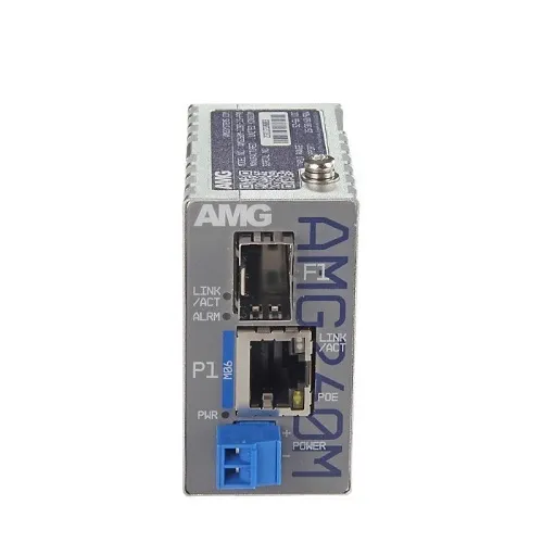 AMG Systems AMG260M-1GBT-1S-P90 AMG260M Series Industrial PoE Mini Media Converter, 1 x 10/100/1000Base-T(x) RJ45 Port, 1 x 100/1000Base-Fx SFP Port