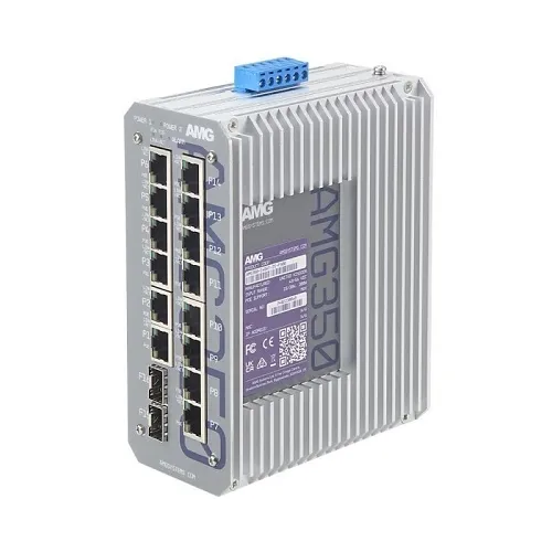 AMG Systems AMG350-14GAT-2S-P300 AMG350 Series Industrial 16-Port Unmanaged PoE Switch, 14 x 10/100/1000Base-T(x) RJ45 Ports, 2 x 1000Base-Fx SFP Ports