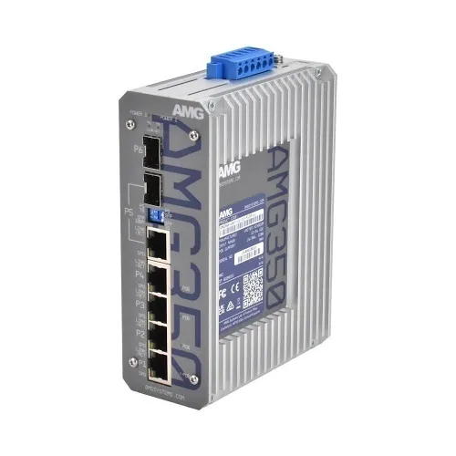 AMG Systems AMG350-4GAT-1C-1S-P120-LV AMG350 Series Industrial 6-Port Unmanaged PoE Switch, 4 x 10/100/1000Base-T(x) RJ45 Ports, 12-48VDC Power Input with Voltage Booster