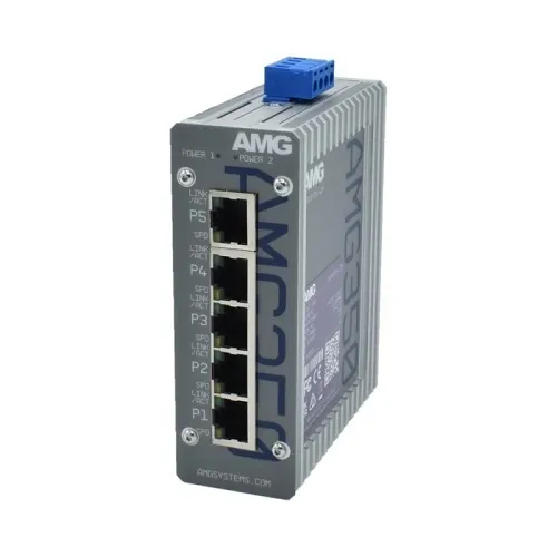 AMG Systems AMG350-5G AMG350 Series Industrial 5-Port Unmanaged Switch, 5 x 10/100/1000Base-T(x) RJ45 Ports, 12-60VDC Power Input