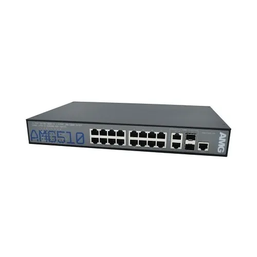 AMG Systems AMG510-16GAT-2C-P290 Commercial 18-Port Managed Switch, 16x10/100/1000Base-T(x) RJ45 Ports, 2x10/100/1000Base-T(x) RJ45 or 100/1000Base-Fx SFP Combo Ports, 1U, 19" Rack Mount