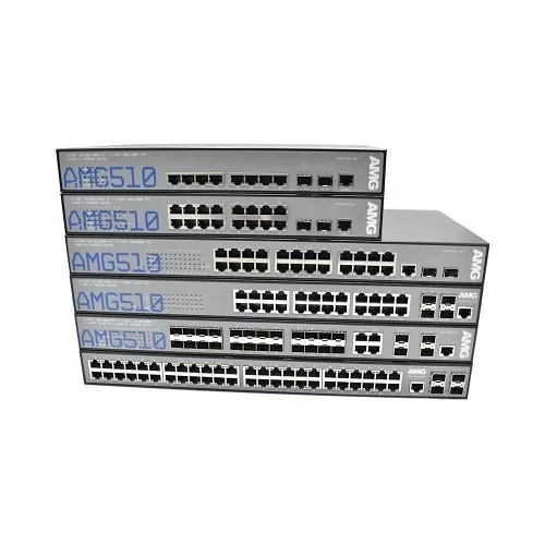 AMG Systems AMG510-22G-2C-2S Commercial 26-Port Managed Switch, 22x10/100/1000Base-T(x) RJ45 Ports, 2x10/100/1000Base-T(x) RJ45 or 100/1000Base-Fx SFP Combo Ports, 2x100/1000Base-FX SFP Ports, 1U 19"