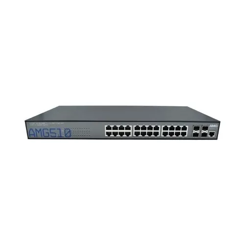 AMG Systems AMG510-24G-4XS Commercial 28-Port Managed Switch, 24x10/100/1000Base-T(x) RJ45 Ports, 4x100M/1/2.5/10G Base-FX SFP+ Ports, 1U, 19" Rack Mount