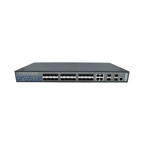 AMG Systems AMG510-4G-24S-4XS Light Industrial 32-Port Managed Switch, 4x10/100/1000Base-T(x) RJ45 Ports, 24x100/1000Base-Fx SFP Ports, 4x100M/1/2.5/10G Base-FX SFP+ Ports, 1U, 19" Rack Mount