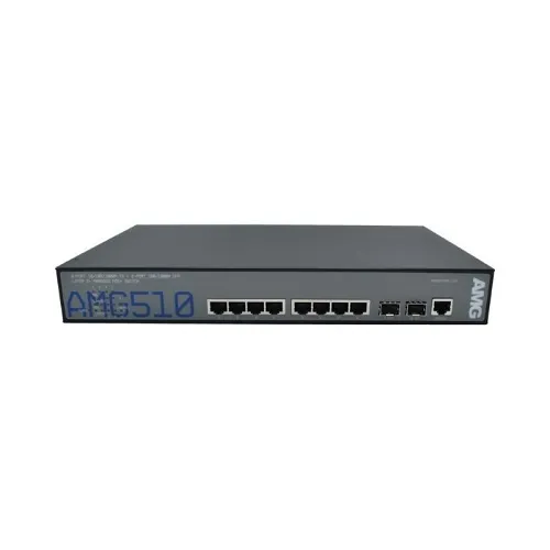 AMG Systems AMG510-8GAT-2S-P210 Commercial 10-Port Managed Switch, 8x10/100/1000Base-T(x) RJ45 Ports, 2x100/1000Base-FX SFP Ports, 1U, 19" Rack Mount