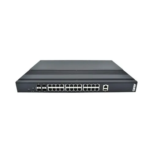 AMG Systems AMG560-24GAT-4S-P300 Industrial 28-Port Managed Switch, 24x10/100/1000Base-T(x) RJ45 Ports, 4x1000Base-FX SFP Ports, 1U, 19" Rack Mount