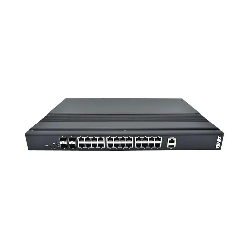 AMG Systems AMG560-24GAT-4XS-P300 Industrial 28-Port Managed Switch, 24x10/100/1000Base-T(x) RJ45 Ports, 4x1/2.5/10G Base-FX SFP+ Ports, 1U, 19" Rack Mount