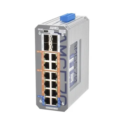 AMG Systems AMG570-2GBT-10GAT-4S-P360 AMG570 Series Layer 2+ Managed Industrial Ethernet Switch with 2x 90W PoE, 10x 30W PoE, 4x SFP Ports