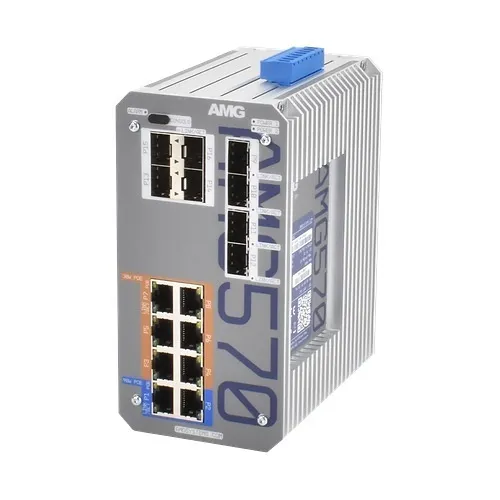 AMG Systems AMG570-2GBT-6GAT-8S-P360 AMG570 Series Layer 2+ Managed Industrial Ethernet Switch with 2x 90W PoE, 6x 30W PoE, 8x SFP Ports