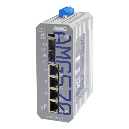 AMG Systems AMG570-4G-2S-KS1 AMG570 Series Layer 2+ Managed Industrial Ethernet Switch 4TX + 2SFP Kit SM