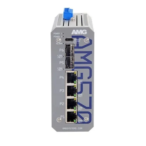AMG Systems AMG570-4G-2S AMG570 Series Layer 2+ Managed Industrial Ethernet Switch with 4x 10/100/1000TX, 2x SFP Ports