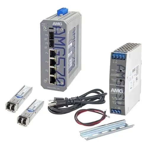 AMG Systems AMG570-4GAT-2S-P120-KM1 AMG570 Series Layer 2+ Managed Industrial Ethernet Switch 4TX(30W)+2SFP Kit MM