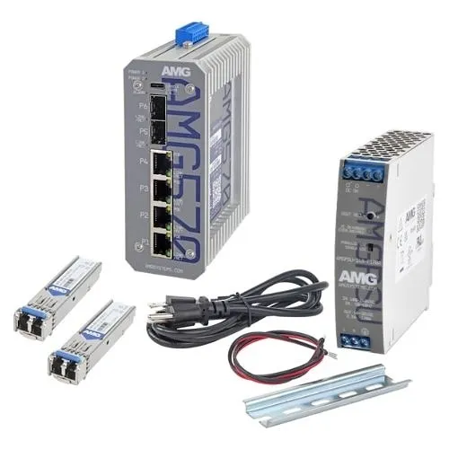 AMG Systems AMG570-4GAT-2S-P120-KS1 AMG570 Series Layer 2+ Managed Industrial Ethernet Switch 4TX(30W)+2SFP Kit SM