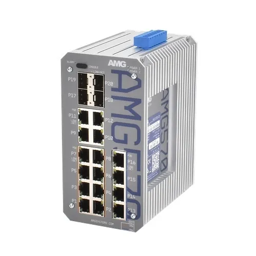 AMG Systems AMG570-4GBT-8GAT-4G-4S-P360 AMG570 Series Industrial 16-Port Managed Switch, 12 x 10/100/1000Base-T(x) RJ45 Ports, 4 x 100/1000Base-FX SFP Ports