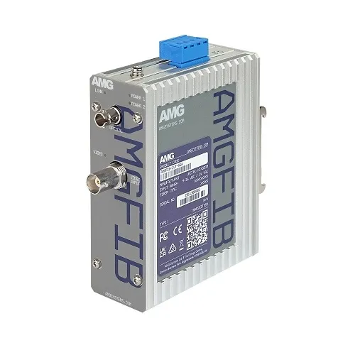 AMG Systems AMGFIB-1VR-M1B Industrial 1-Channel CVI/TVI/AHD/CVBS Video Receiver, Multimode 2Km, 1-Fiber, B-Side, ST Connector, DIN Rail / Wall Mount, 9-36VDC or 24VAC Input