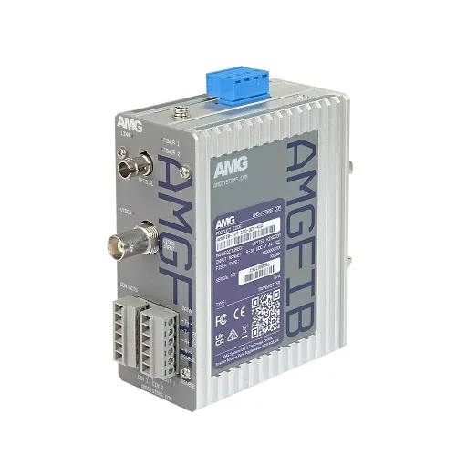 AMG Systems AMGFIB-1VT-1SD-3CC-S1A Industrial 1-Channel CVI/TVI/AHD/CVBS Video Transmitter, 1-Duplex RS422/485 Serial Data, Singlemode 20Km, 1-Fiber, 1310nm, A-Side, ST Connector, 9-36VDC or 24VAC