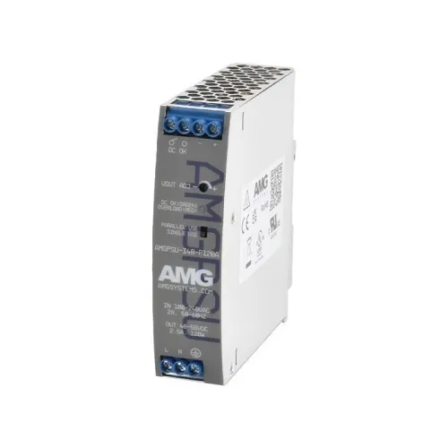 AMG Systems AMGPSU-I48-P120A-K Industrial Power Supply with DIN-Rail Mounting, 52VDC, 120W, Fault Relay Output