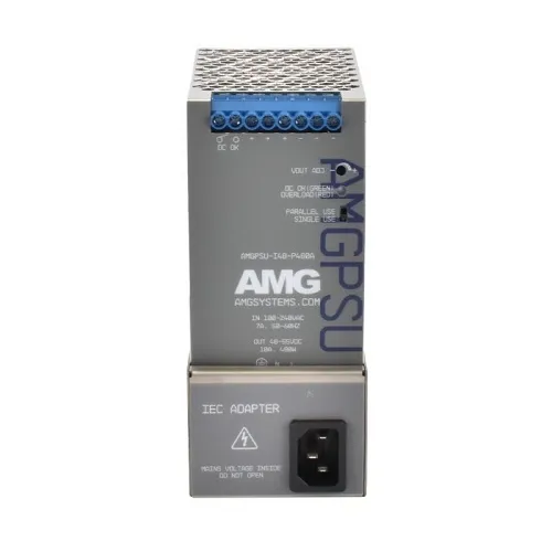 AMG Systems AMGPSU-I48-P480A-IEC Industrial Power Supply with DIN-Rail Mounting, 52VDC, 480W, Fault Relay Output