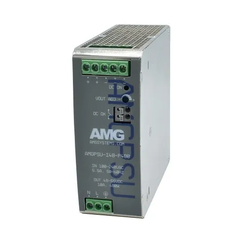AMG Systems AMGPSU-I48-P480A Industrial Power Supply with DIN-Rail Mounting, 52VDC, 480W, Fault Relay Output