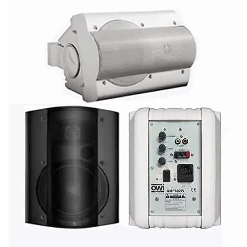 OWI AMP6022W 6" 2-Way Woofer Surface Mount Speaker Combo, Includes AMP602 Amplified and P602 Non-Amplified, White