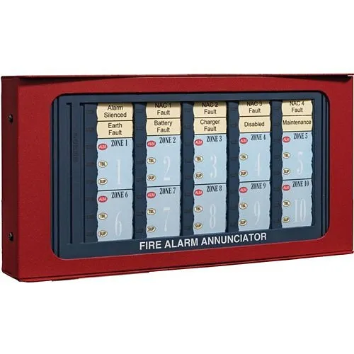 Fire-Lite ANN-LED LED Annunciator Module with Alarm (Red), Trouble (Yellow) and Supervisory (Yellow) Indication, Red Enclosure